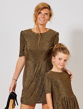 Vestido drapeado de lúrex - Kiabi