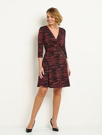 Vestido drapeado de malla metalizada con escote en V - AFIBEL