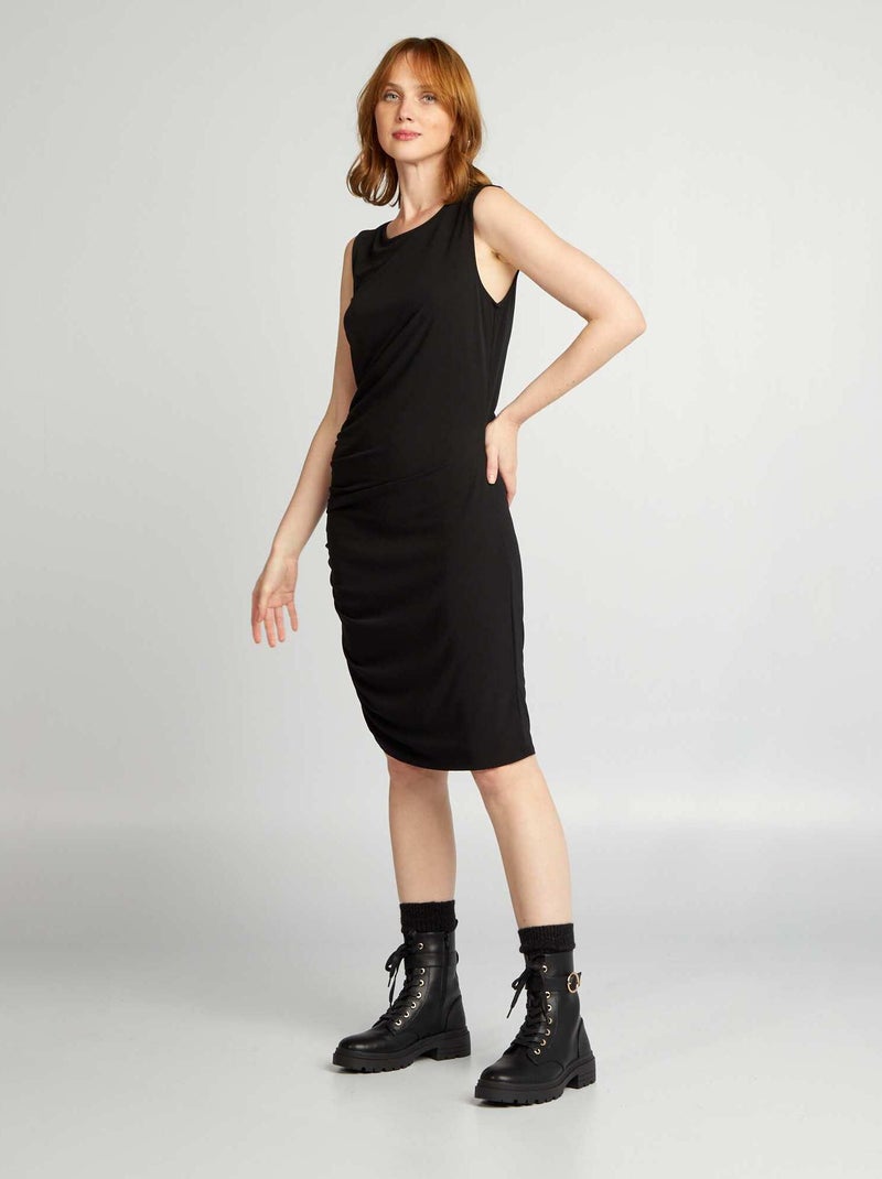 Vestido drapeado sin mangas negro - Kiabi