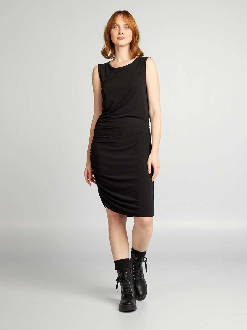 Maddy Vestido Maxi sin Mangas con Drapeado Lateral