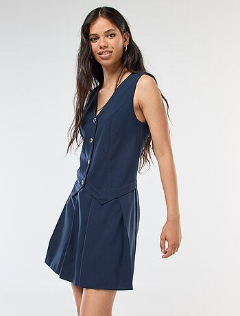 Vestido efecto 2 en 1 chaleco de traje + falda
