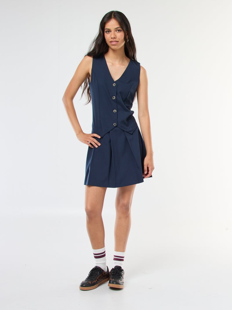 Vestido efecto 2 en 1 chaleco de traje + falda Azul - Kiabi