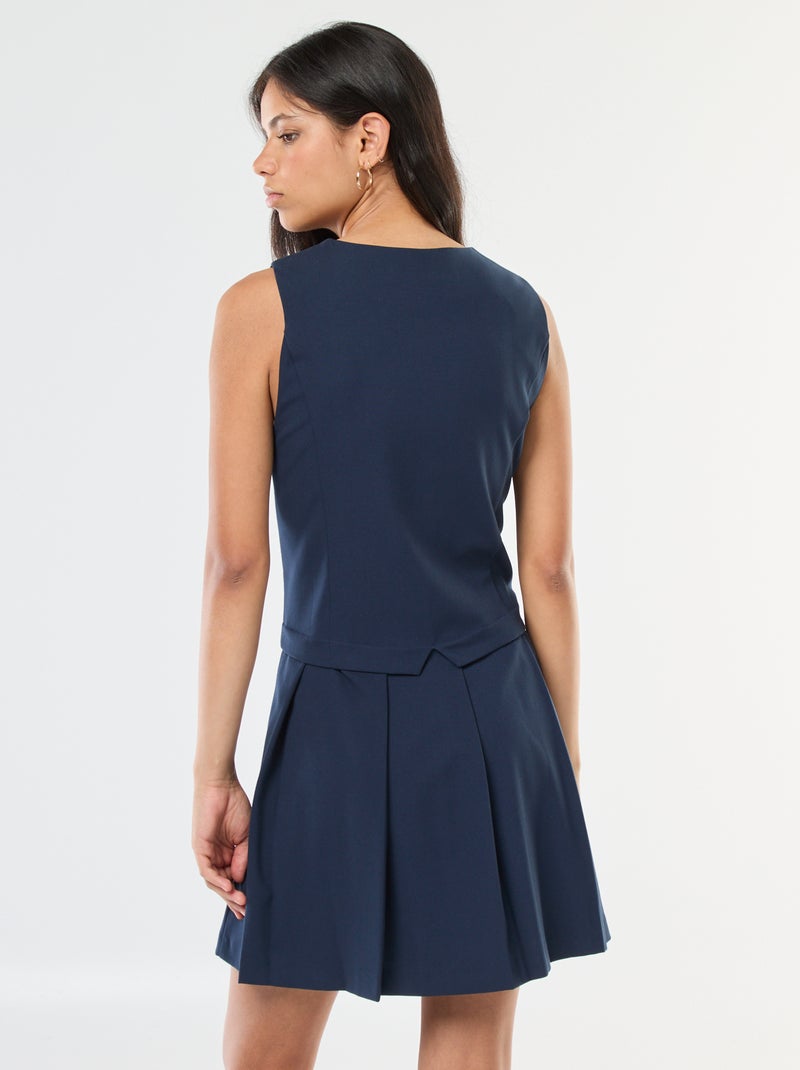 Vestido efecto 2 en 1 chaleco de traje + falda Azul - Kiabi
