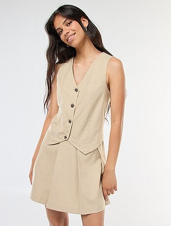 Vestido efecto 2 en 1 chaleco de traje + falda