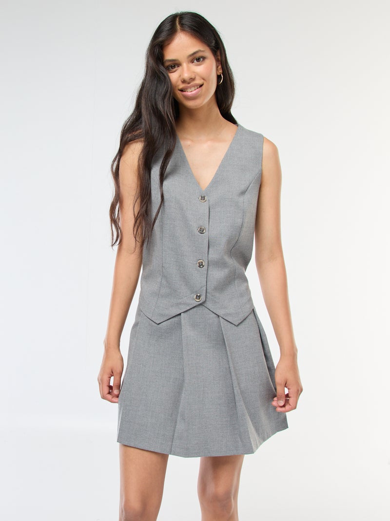 Vestido efecto 2 en 1 chaleco de traje + falda Gris - Kiabi