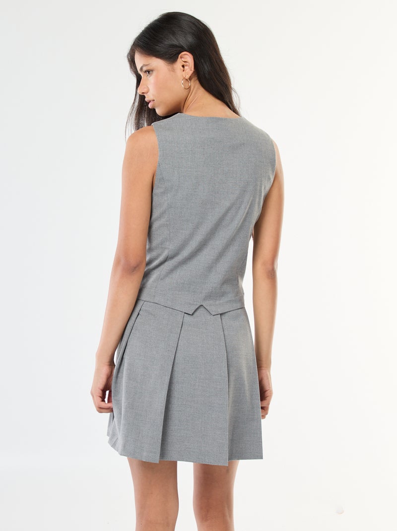 Vestido efecto 2 en 1 chaleco de traje + falda Gris - Kiabi
