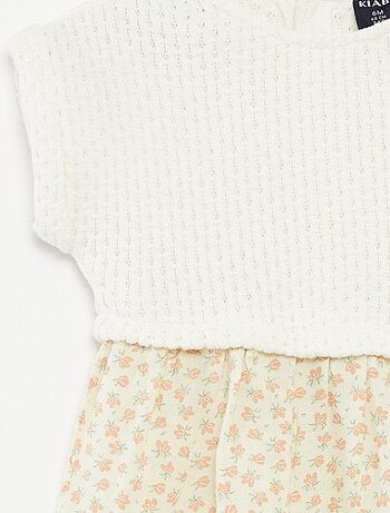 Vestido efecto 2 en 1 con parte superior de punto y falda de mezcla de lino - 1 pieza