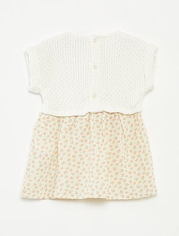 Vestido efecto 2 en 1 con parte superior de punto y falda de mezcla de lino - 1 pieza
