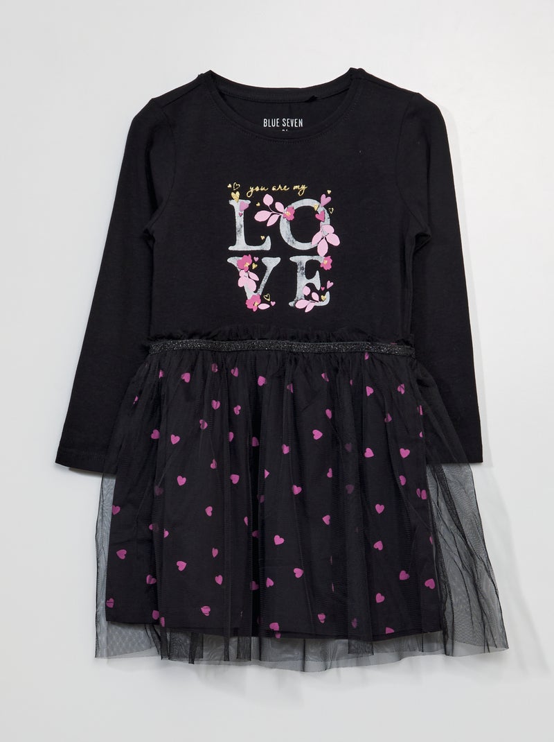 Vestido efecto 2 en 1 'Love' NEGRO - Kiabi