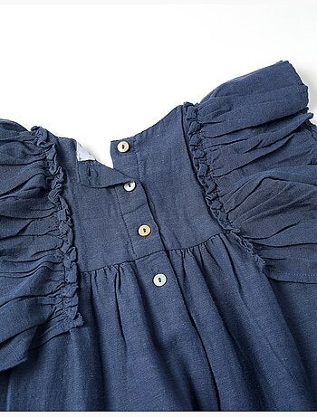 Vestido en algodón y lino con mangas con volantes You&Me