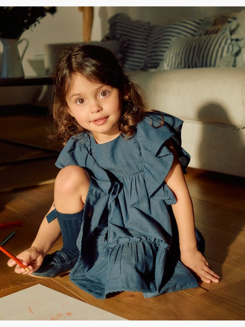 Vestido en algodón y lino con mangas con volantes You&Me - Kiabi