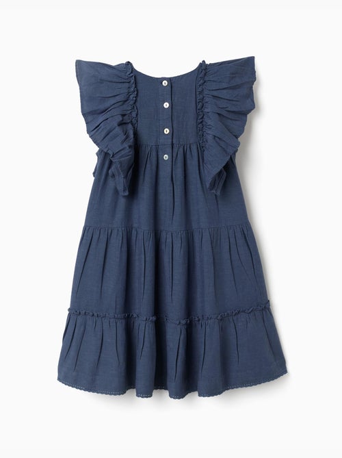 Vestido en algodón y lino con mangas con volantes You&Me - Kiabi