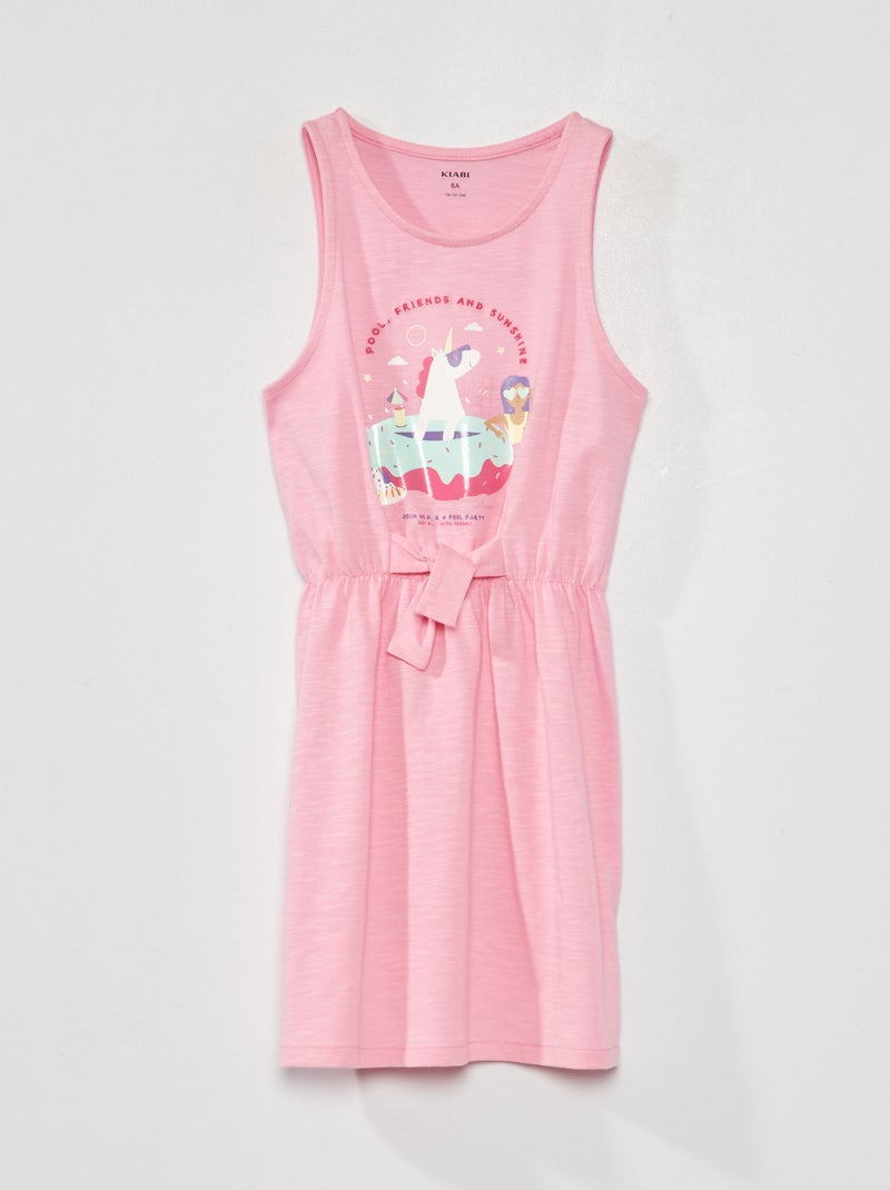 Vestido entallado con estampado de fantasía ROSA - Kiabi