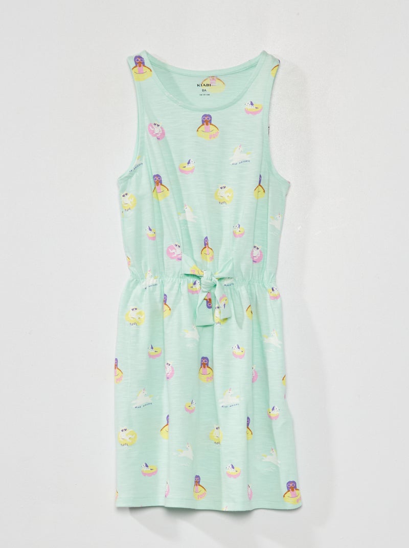 Vestido entallado con estampado de fantasía VERDE - Kiabi