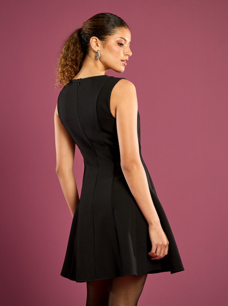 Vestido entallado con nudos Negro - Kiabi