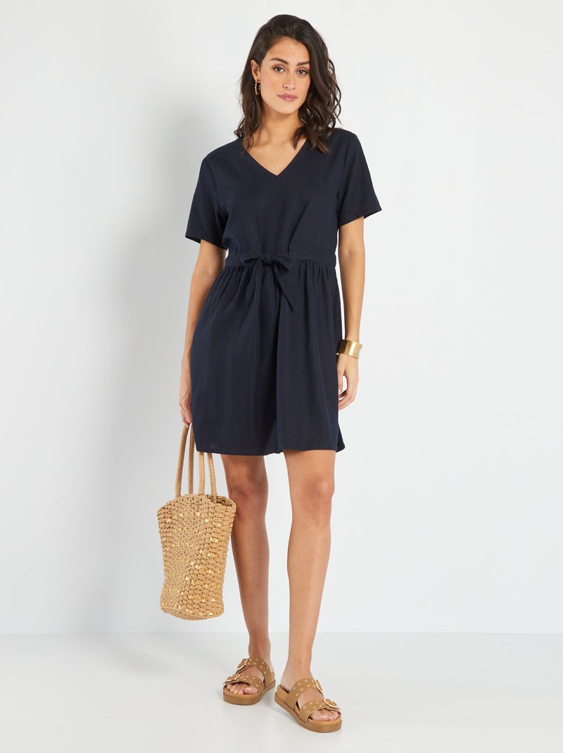 Vestido entallado de lino 'JDY' AZUL - Kiabi