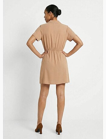 Vestido escote pico y manga corta, Esencial - Afibel