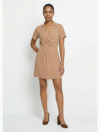 Vestido escote pico y manga corta, Esencial - Afibel