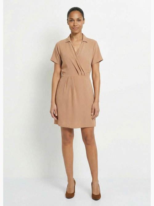 Vestido escote pico y manga corta, Esencial - Afibel - Kiabi