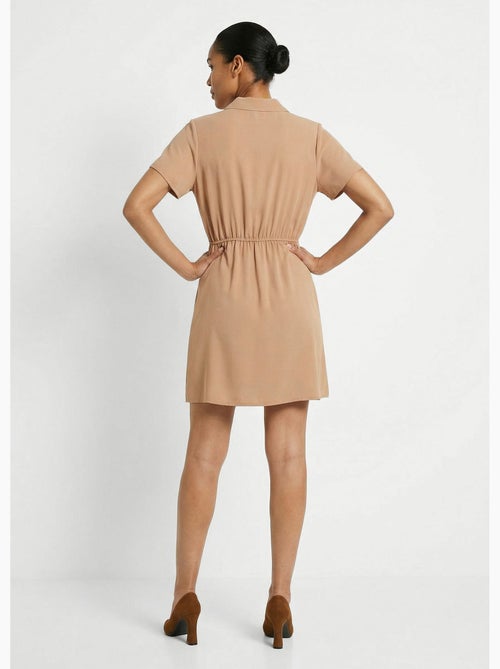 Vestido escote pico y manga corta, Esencial - Afibel - Kiabi