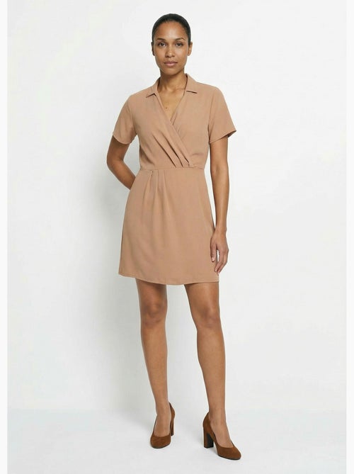 Vestido escote pico y manga corta, Esencial - Afibel - Kiabi