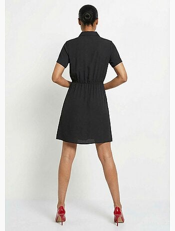 Vestido escote pico y manga corta, Esencial - Afibel