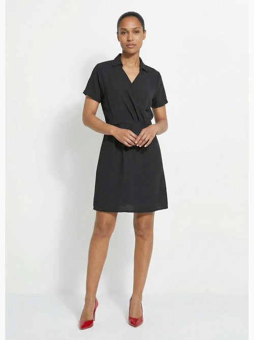 Vestido escote pico y manga corta, Esencial - Afibel - Kiabi