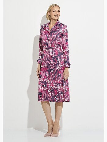 Vestido estampado con botones y cuello sastre - Afibel