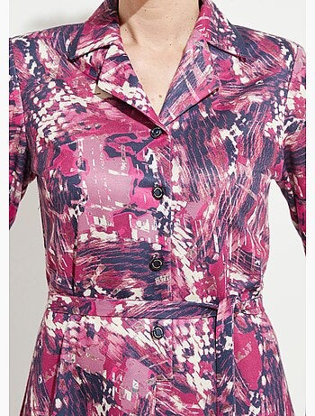 Vestido estampado con botones y cuello sastre - Afibel