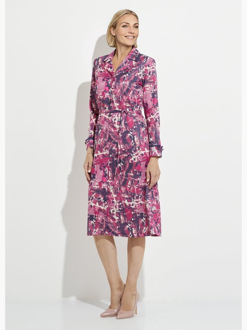 Vestido estampado con botones y cuello sastre - Afibel - Kiabi