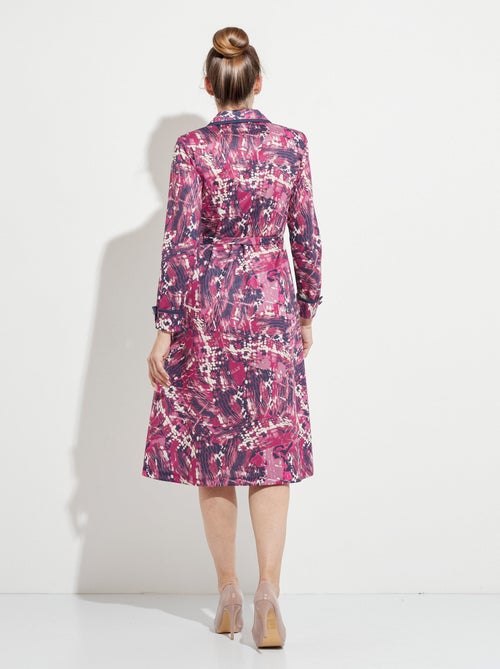 Vestido estampado con botones y cuello sastre - Afibel - Kiabi