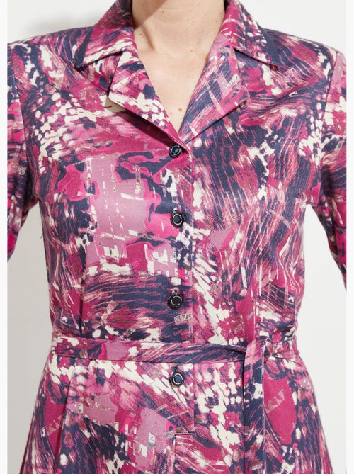 Vestido estampado con botones y cuello sastre - Afibel - Kiabi