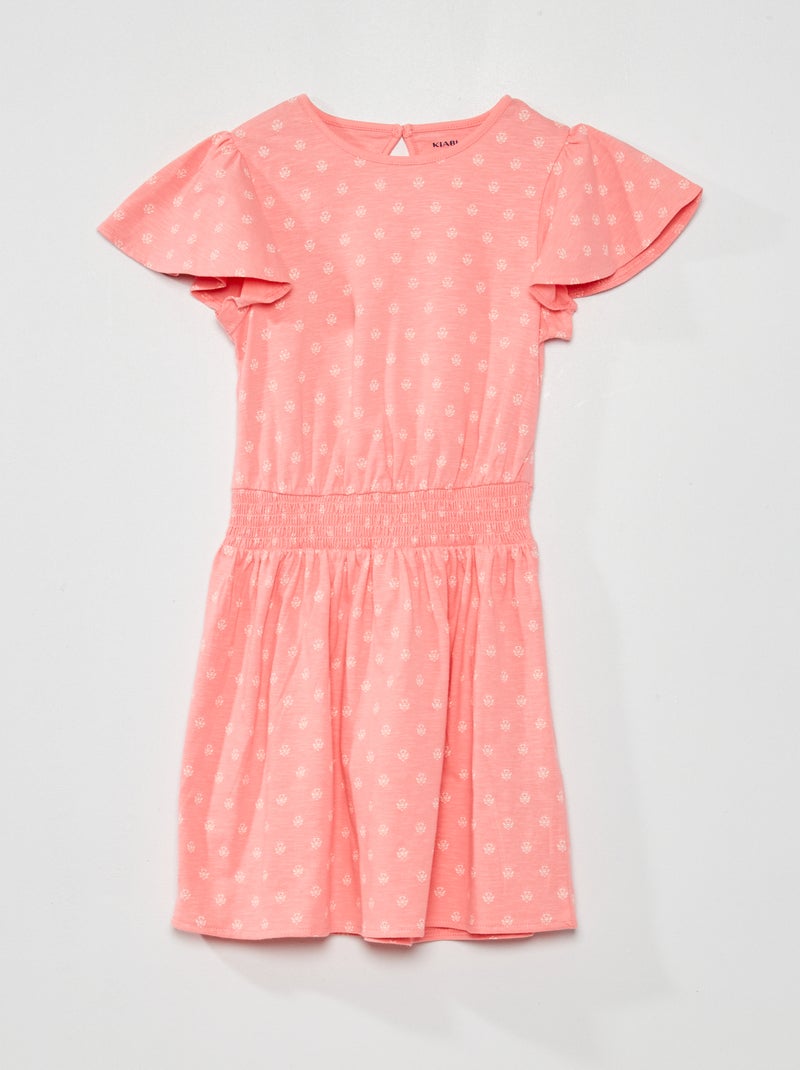 Vestido estampado con cintura fruncida ROSA - Kiabi