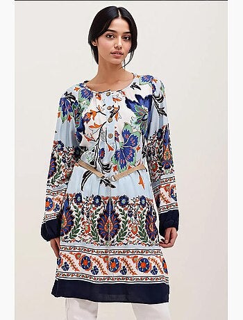 Vestido estampado con cinturón bdart