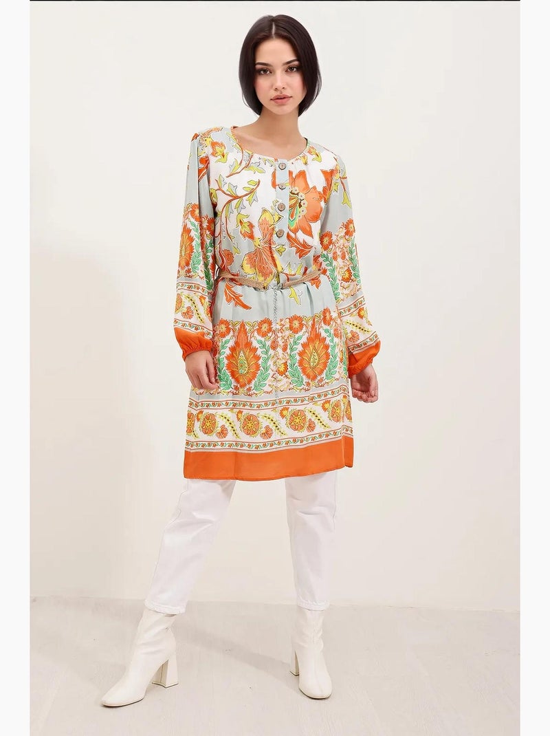 Vestido estampado con cinturón bdart Naranja mandarina - Kiabi