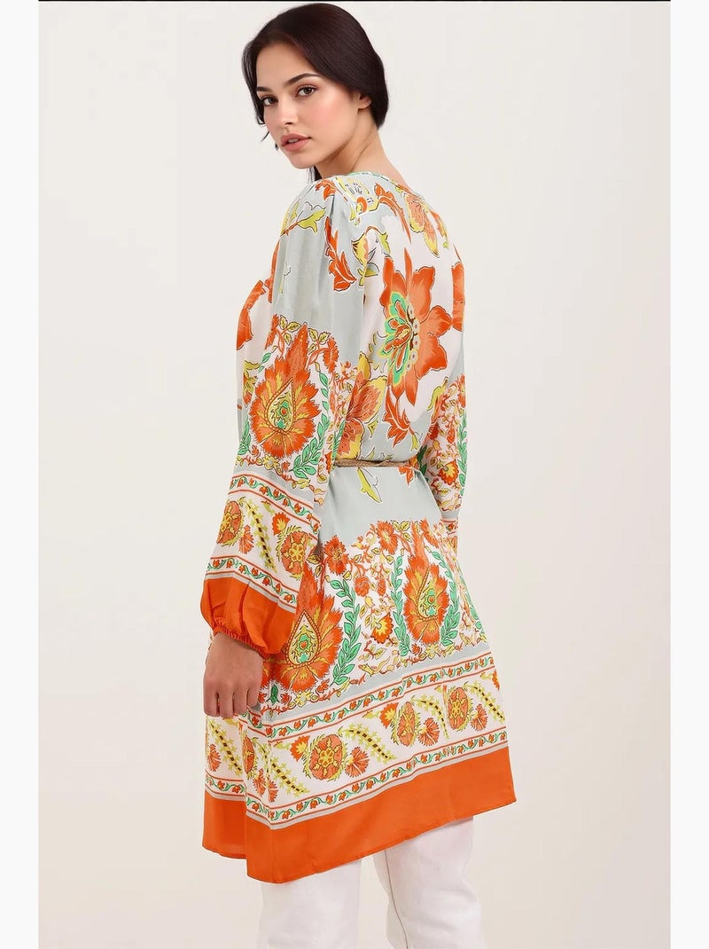 Vestido estampado con cinturón bdart Naranja mandarina - Kiabi