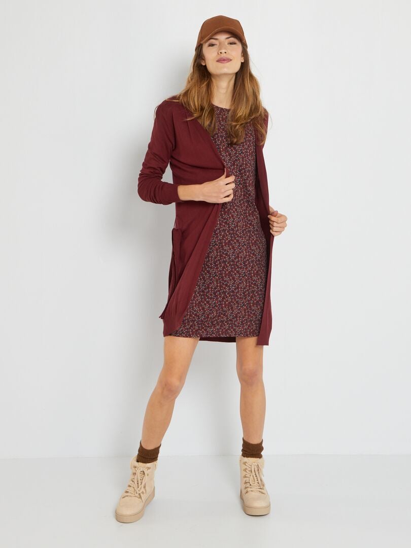 Vestido estampado con corte recto ROJO - Kiabi