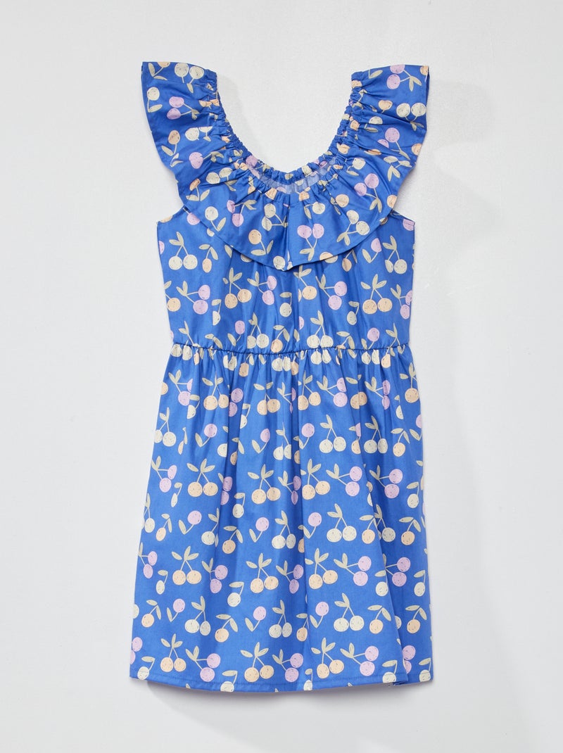 Vestido estampado con cuello bardot AZUL - Kiabi