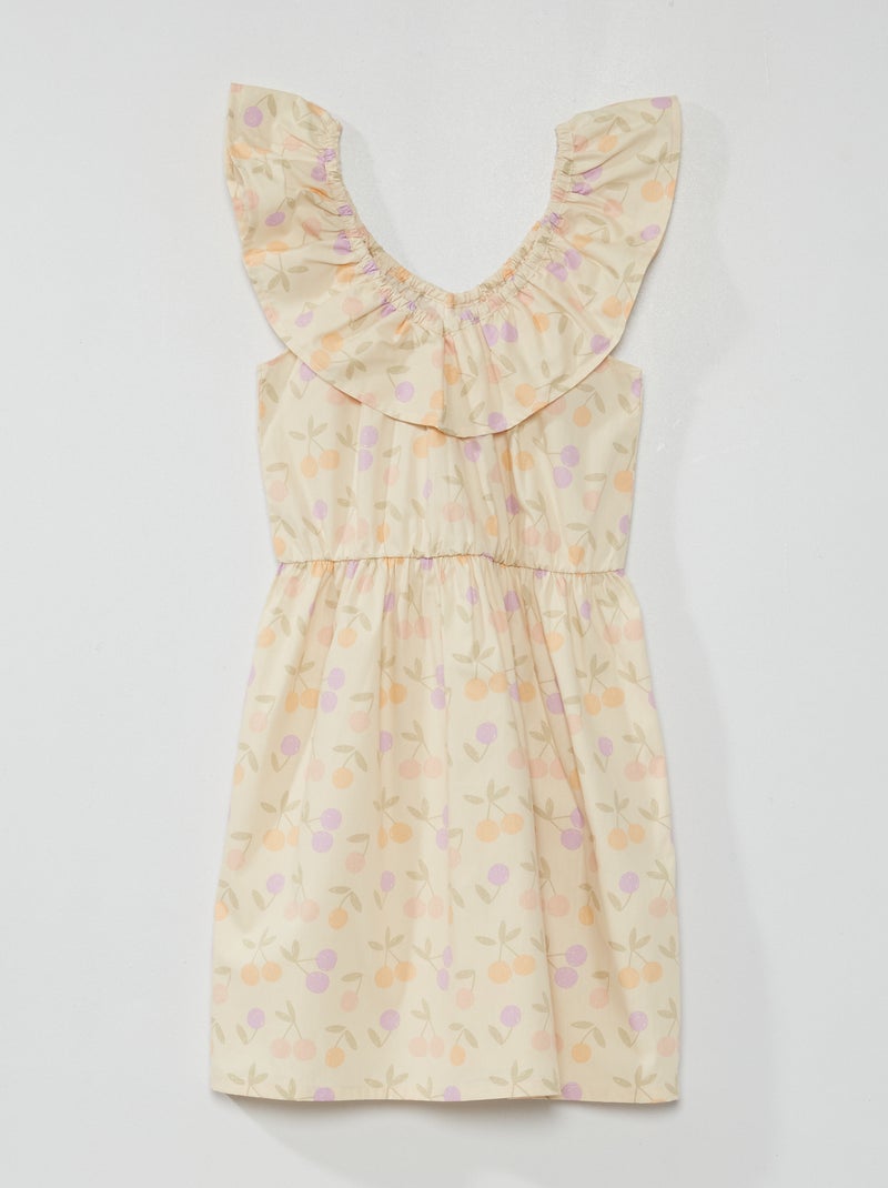 Vestido estampado con cuello bardot BLANCO - Kiabi