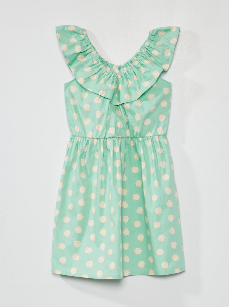 Vestido estampado con cuello bardot VERDE - Kiabi