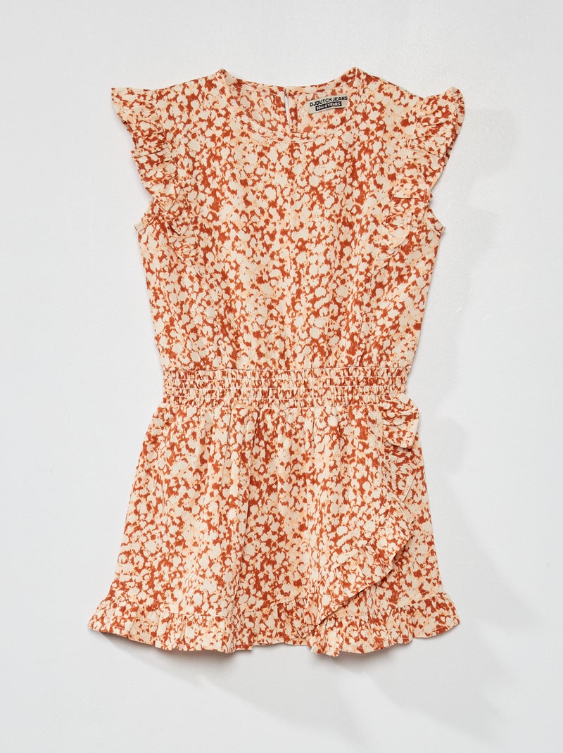 Vestido estampado con cuello redondo blanco/rosa - Kiabi