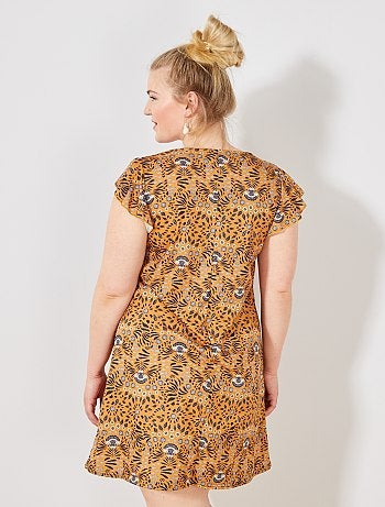 Vestido estampado con mangas de volante - Kiabi