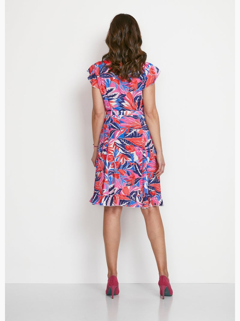 Vestido estampado con volantes - Afibel Azul Rojo - Kiabi