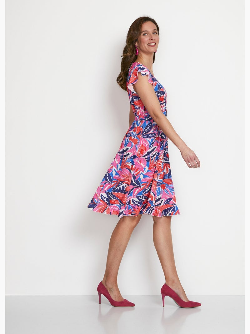 Vestido estampado con volantes - Afibel Azul Rojo - Kiabi