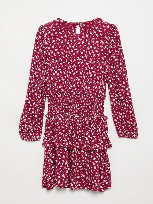 Vestido estampado con volantes - Kiabi
