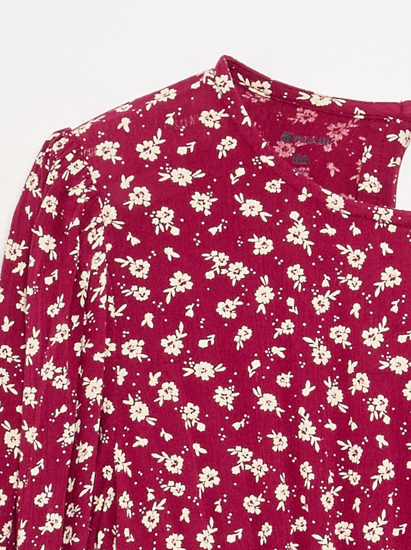 Vestido estampado con volantes Rojo - Kiabi