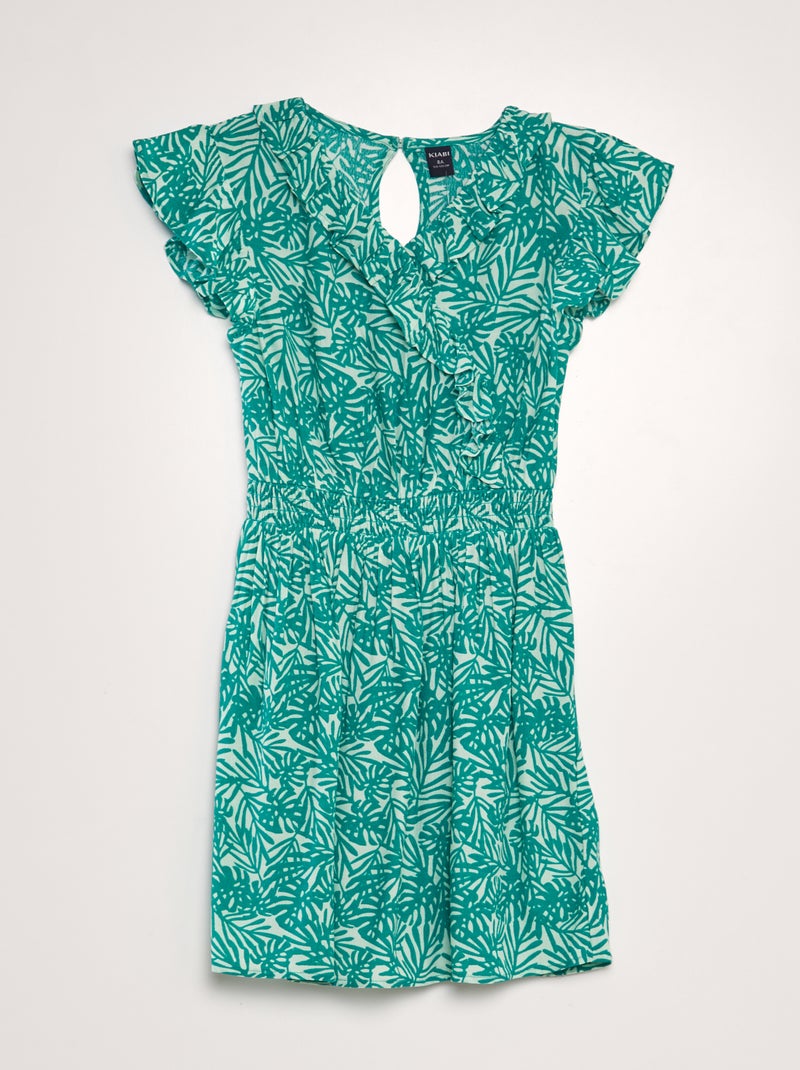 Vestido estampado con volantes VERDE - Kiabi