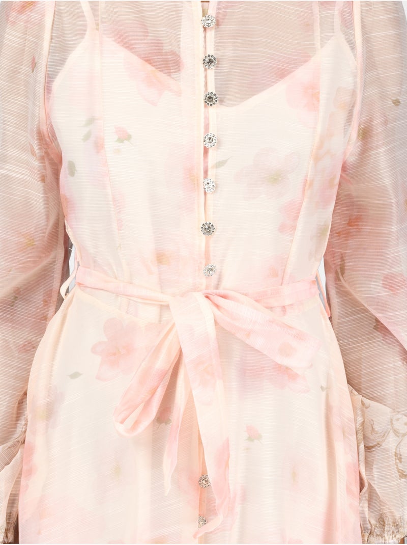 Vestido estampado Crema - Kiabi