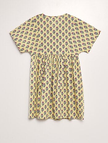 Vestido estampado de algodón y lino