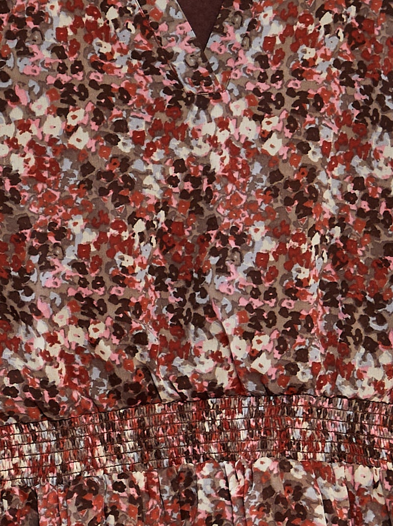 Vestido estampado de gasa BEIGE - Kiabi